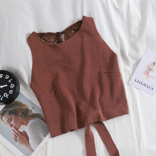 Maieu modern de damă în cinci culori, cu panglică și dantelă