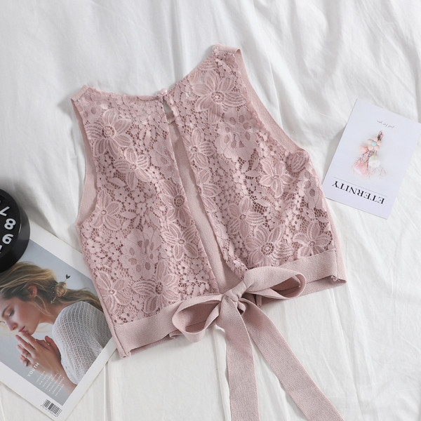 Maieu modern de damă în cinci culori, cu panglică și dantelă