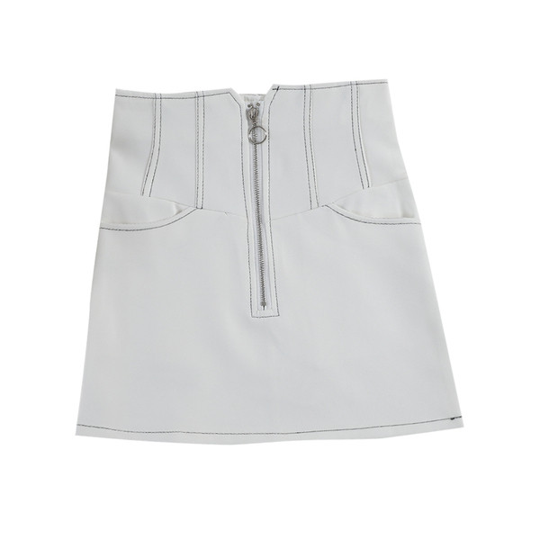 Fusta de dama eleganta cu fermoar in alb si negru