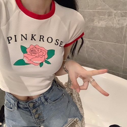 Bluza scurta de dama cu imprimeu in doua culori