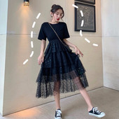 Modern női ruha tüll elemmel, két színben