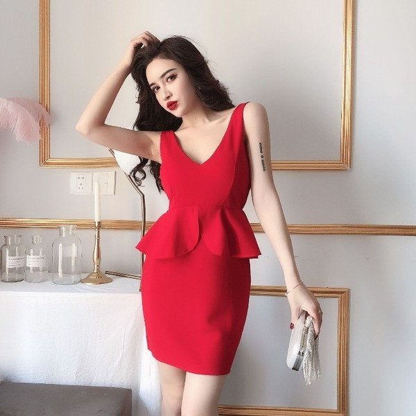 Rochie moderna de dama in patru culori cu decolteu in V