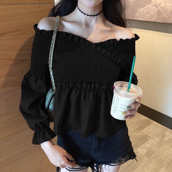 Cămașă de damă cu mâneci căzute în două culori