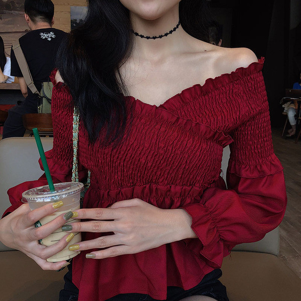 Cămașă de damă cu mâneci căzute în două culori