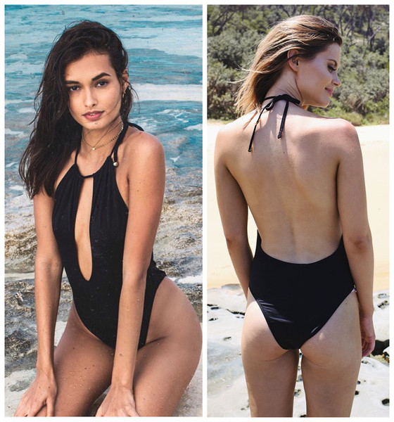 Costum de baie complet de damă modern, cu spatele gol, în negru