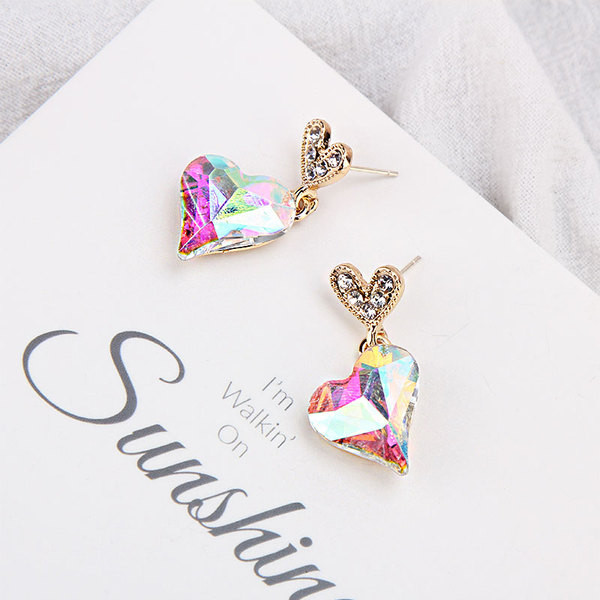 Cercei eleganti de dama in doua culori cu pietre decorative