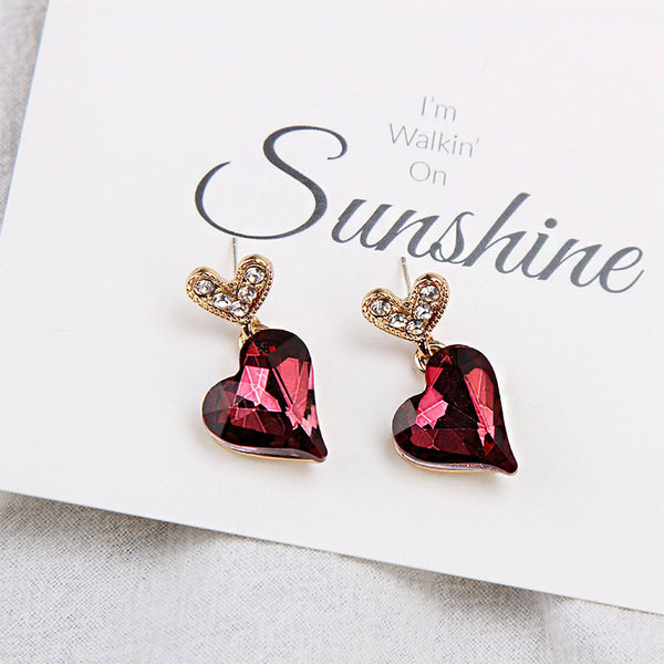 Cercei eleganti de dama in doua culori cu pietre decorative