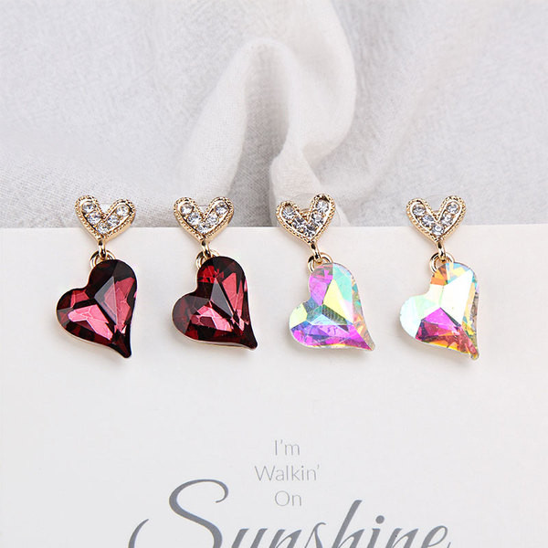 Cercei eleganti de dama in doua culori cu pietre decorative