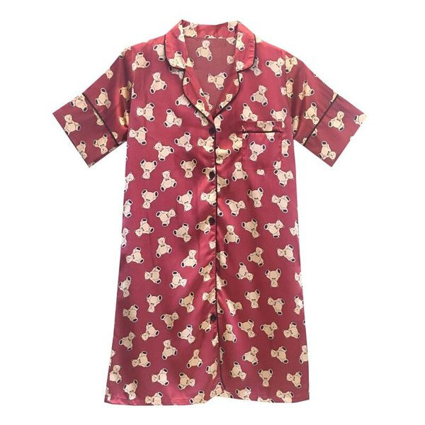 Stílusos női hálóing rövid ujjú kék és piros színben