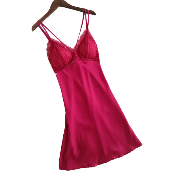 Cămașă de noapte damă cu bretele subțiri și dantelă în mai multe culori