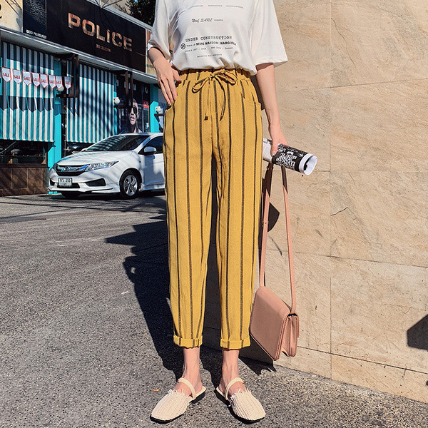 Pantaloni moderni de dama cu cravate-trei culori