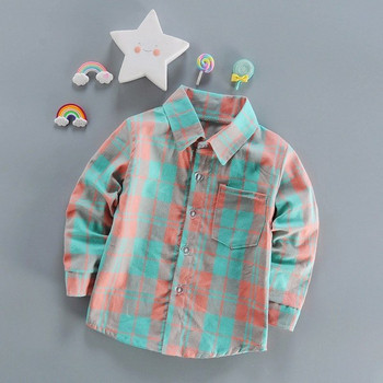 Μοντέρνο παιδικό πουκάμισο για αγόρια με μακριά μανίκια