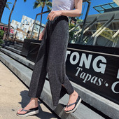 Naprakész, fényes hatású, magas derékú női nadrág