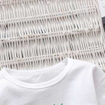 Модерна детска блуза за момичета с апликация в бял цвят