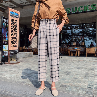 Női kockás nadrág magas derékkal, három színben