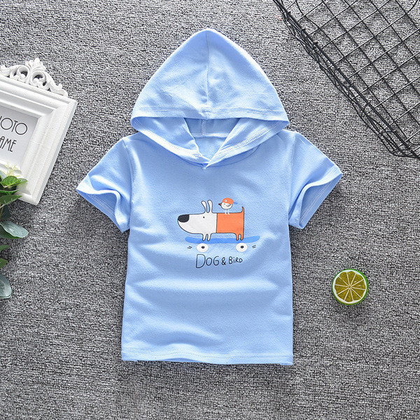 Tricou pentru copii modern pentru baieti cu gluga si aplicatie