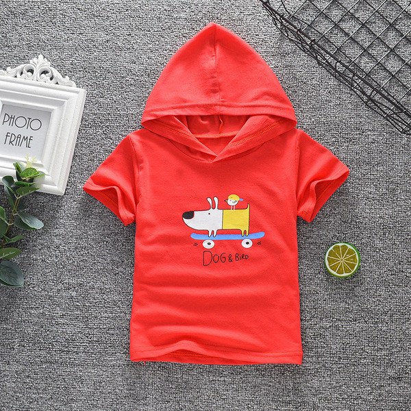 Tricou pentru copii modern pentru baieti cu gluga si aplicatie
