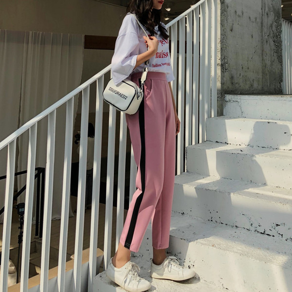 Női modern nadrág magas derékkal, három színben