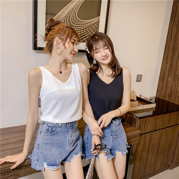 Modern női felső több színben V-nyakkal