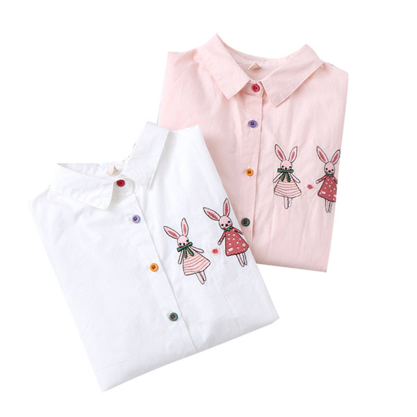 Cămașă modernă de damă cu broderie în alb și roz