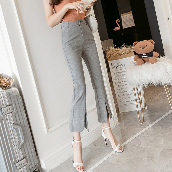 Pantaloni eleganti de dama cu talie inalta si buzunare