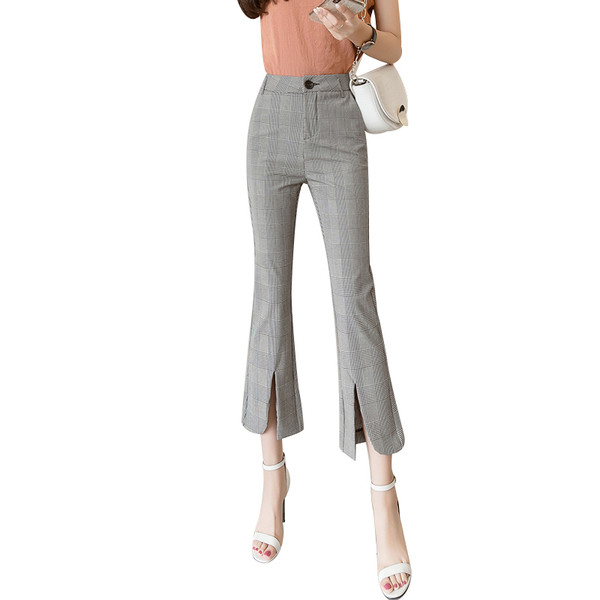 Pantaloni eleganti de dama cu talie inalta si buzunare