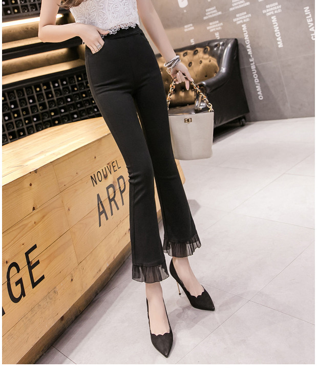 Pantaloni moderni de dama cu talie inalta in negru