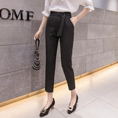 Pantaloni de dama actuali in negru cu talie inalta