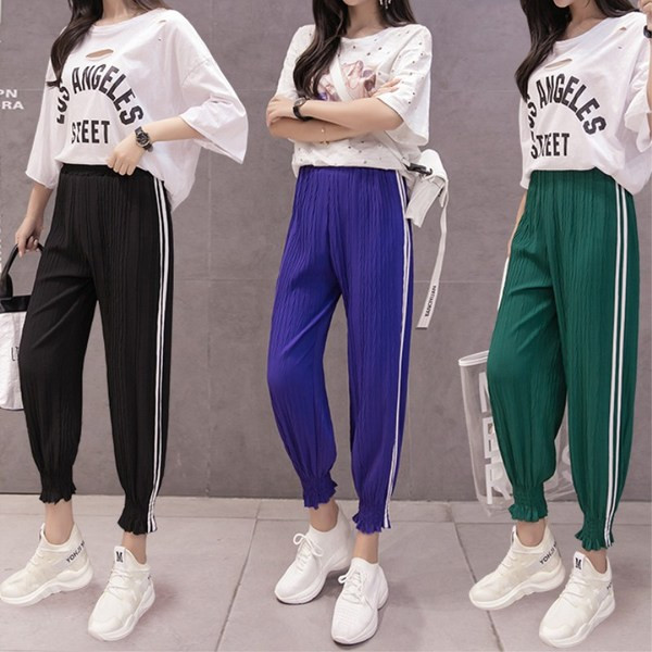 Pantaloni sport de dama cu elastic si cu margini