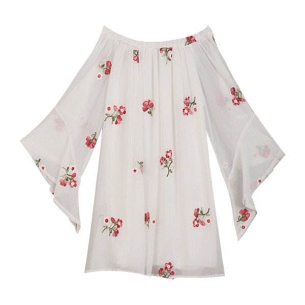 Rochie elegantă de damă cu umerii goi și mâneci Lotus în alb