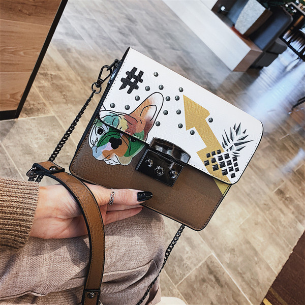 Geanta de dama moderna din piele ecologica cu maner lung in negru si maro