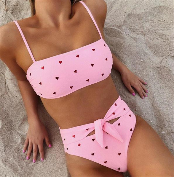 Modern kétrészes női fürdőruha rózsaszín színben
