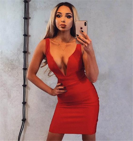 Rochie elegantă de damă, cu decolteu în V, de culoare roșie