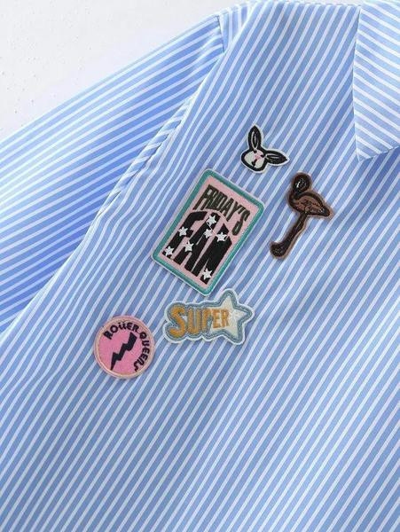 Cămașă modernă de damă cu broderie în albastru