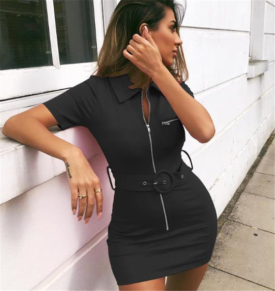 Rochie moderna de dama cu curea si fermoar in mai multe culori