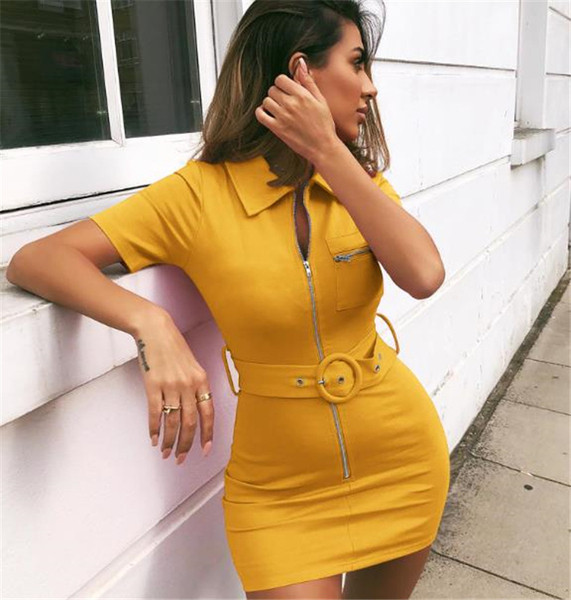 Rochie moderna de dama cu curea si fermoar in mai multe culori