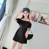 Két színben ejtett ujjú női overall