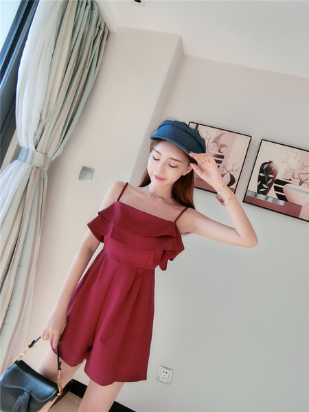 Két színben ejtett ujjú női overall