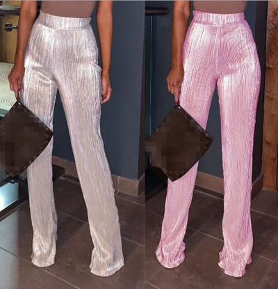 Стилен дамски панталон с висока талия в два цвята