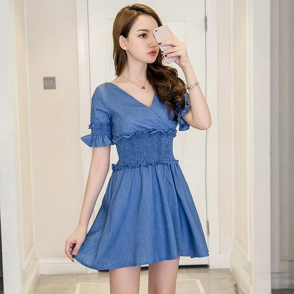 Sportos-elegáns női ruha kék színben