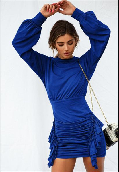 Stílusos női ruha több színben, hosszú ujjal