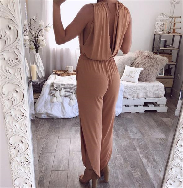 Stílusos női overál három színben V-nyakkal