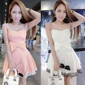 Rochie de dama actuala cu umerii goi si panglica