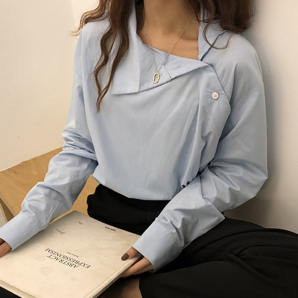 Cămașă elegantă de damă în alb și albastru