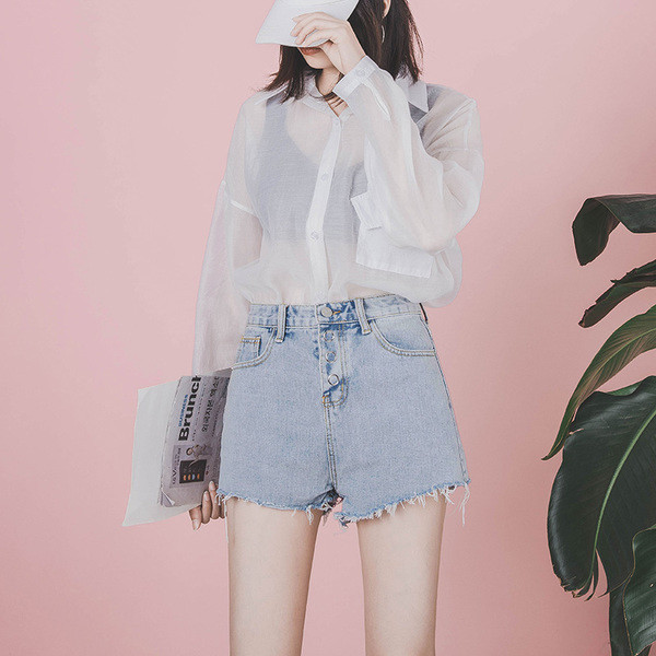 Pantaloni scurți din denim actuali de damă cu inscripții