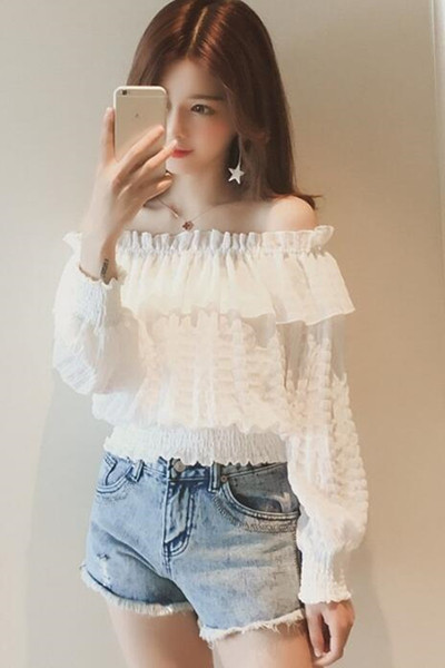 Bluză de damă de ultimă oră, în trei culori, cu mâneci căzute