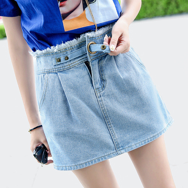 Modern női szoknya-nadrág két színben, magas derékkal