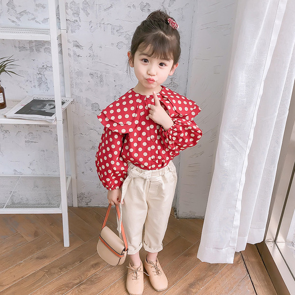 Cămașă modernă pentru copii cu buline pentru fete în două culori