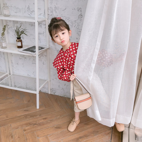 Cămașă modernă pentru copii cu buline pentru fete în două culori