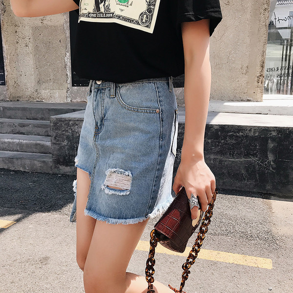 Fusta de dama eleganta din denim de culoare albastru deschis